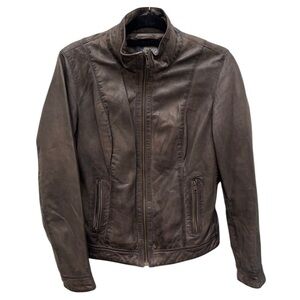 Vince Camuto Lamb Leather Brown Jacket Size M EUC